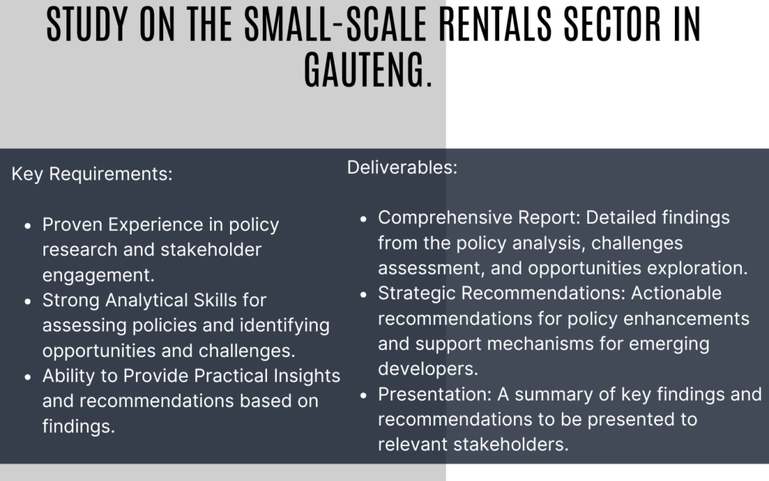 Opportunity: Researcher on Small-Scale Rentals Sector in Gauteng